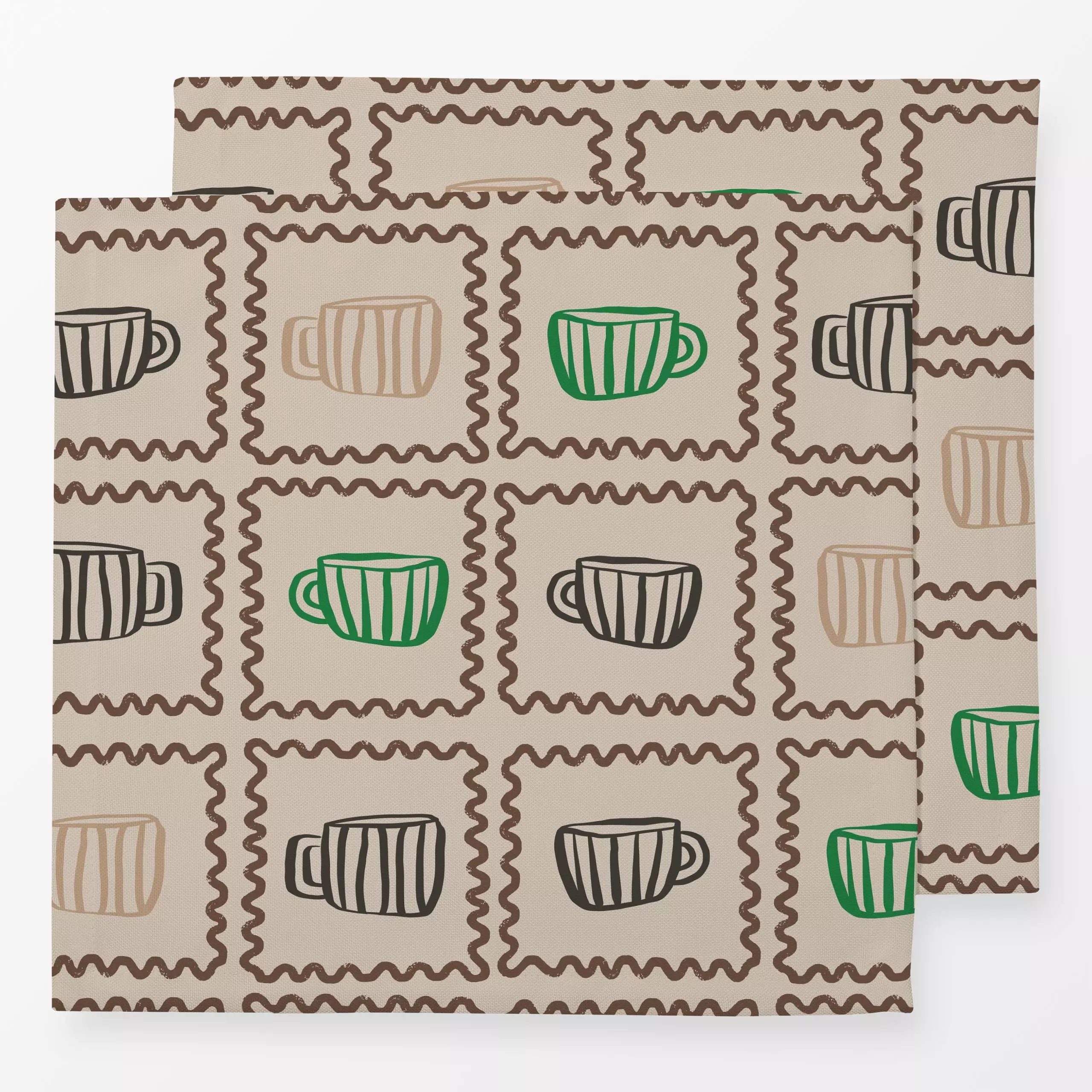 Servietten Tassen Wellen Allover - Küche, Essen & Trinken - von „Kruth Design“; Kaffee, Herbstdeko, Tasse, Coffee, Tassen, k...