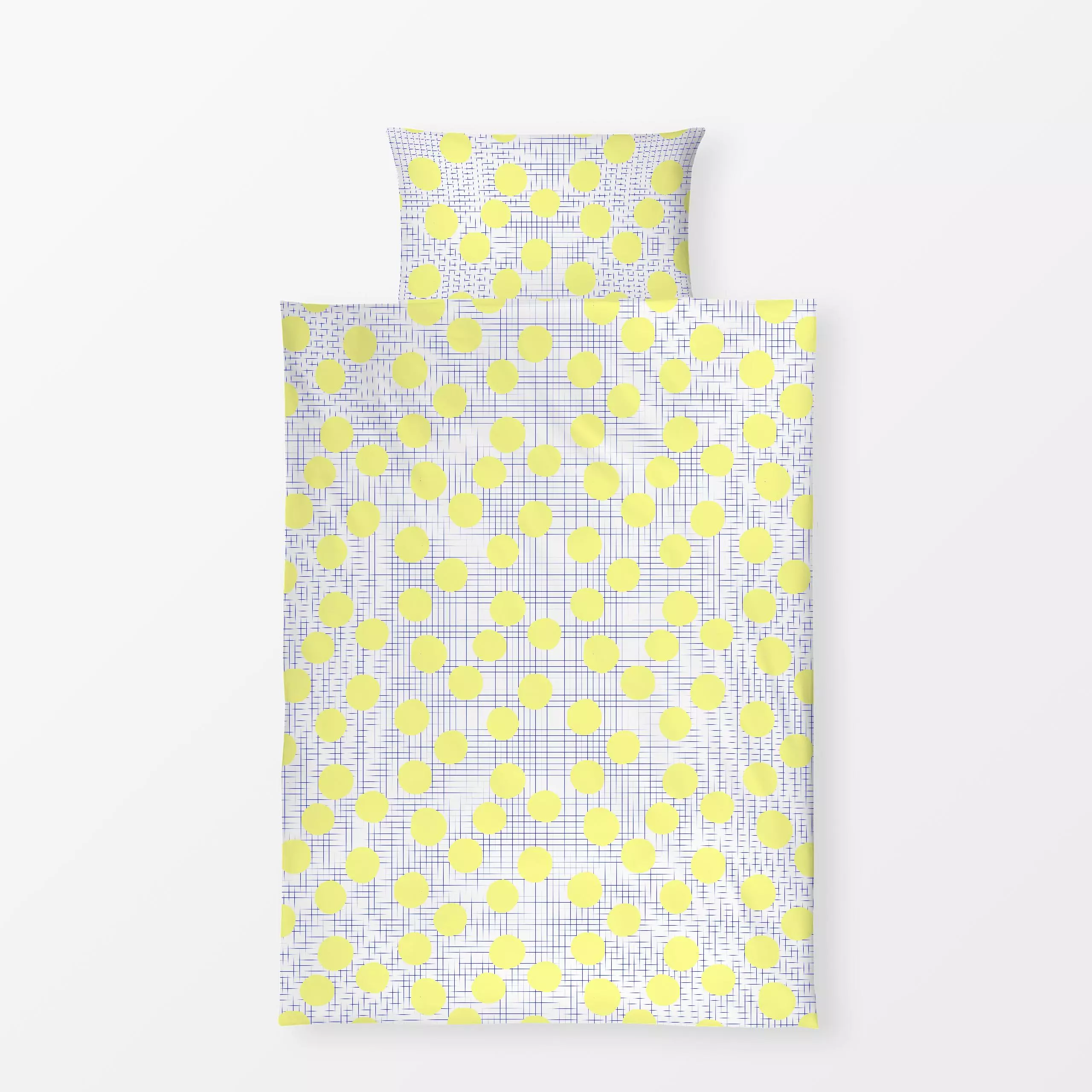 Bettwäsche Punkte Gelb groß auf Blau - Sommer, Symbole & Muster - von „Studio ROSAGRAU"; minimal, linie, Illustration, Linie...
