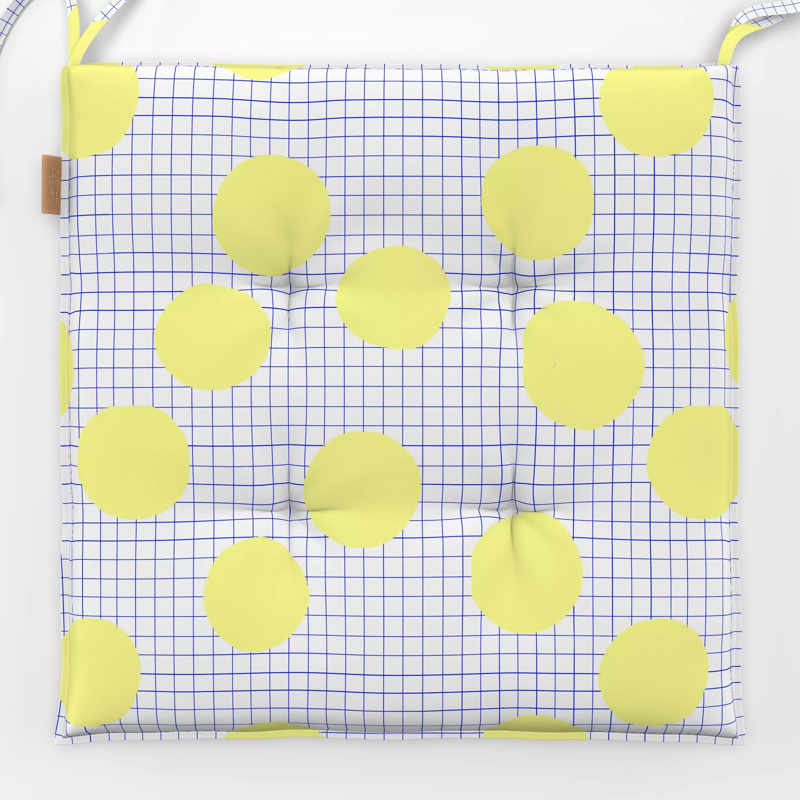 Sitzkissen Punkte Gelb groß auf Blau - Sommer, Symbole & Muster - von „Studio ROSAGRAU"; minimal, linie, Illustration, Linie...