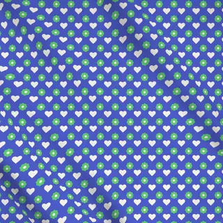 Meterware Muster Herzen Blüten blau-grün