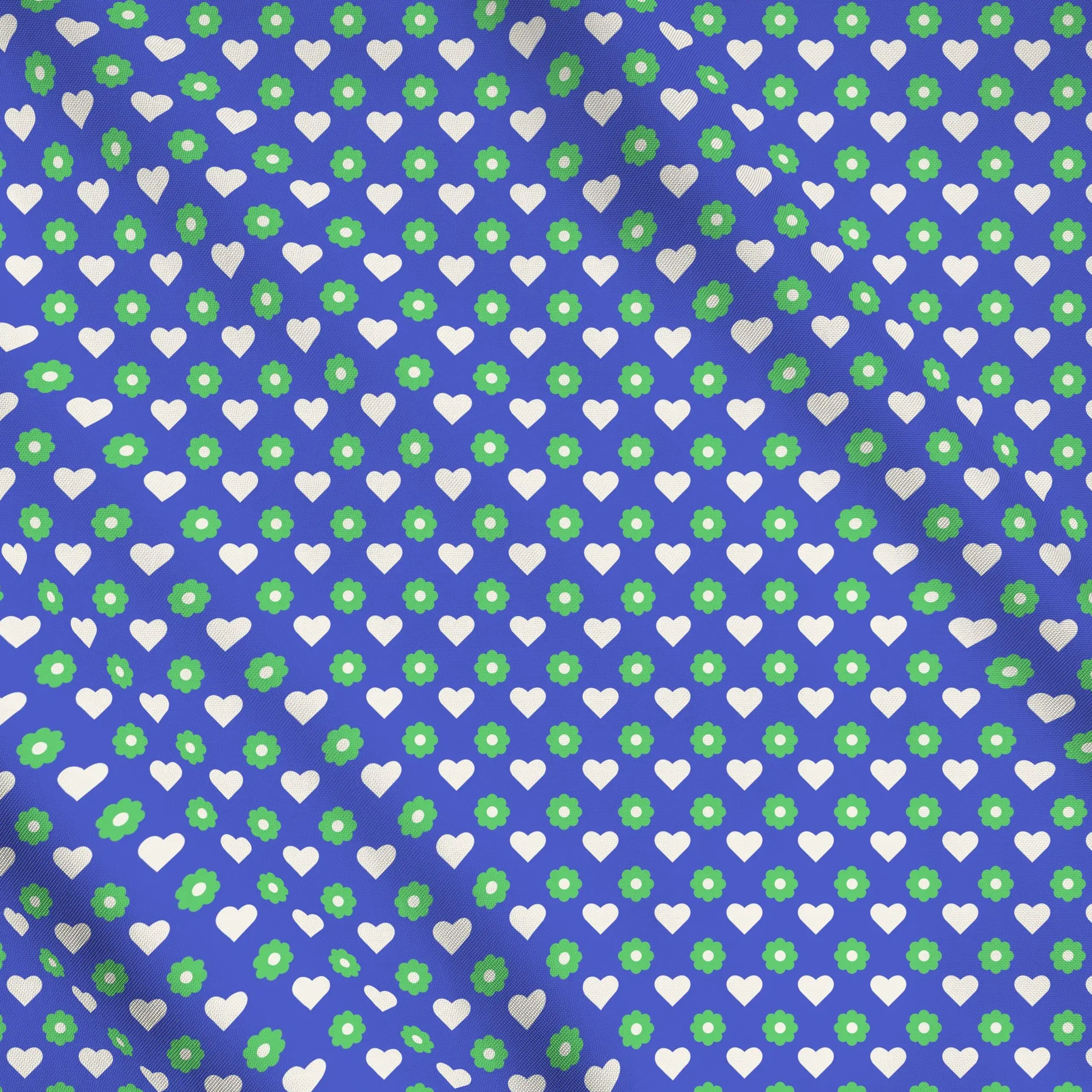 Meterware Muster Herzen Blüten blau-grün - Frühling, Symbole & Muster, Ostern - von „Kerstin Ax"; Muster, Blumen, Blüten, He...