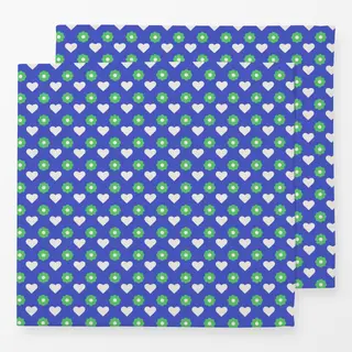 Servietten Muster Herzen Blüten blau-grün
