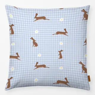 Kissen Hasen Muster Vichy blau