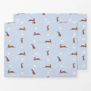 Tischset Hasen Muster Vichy blau