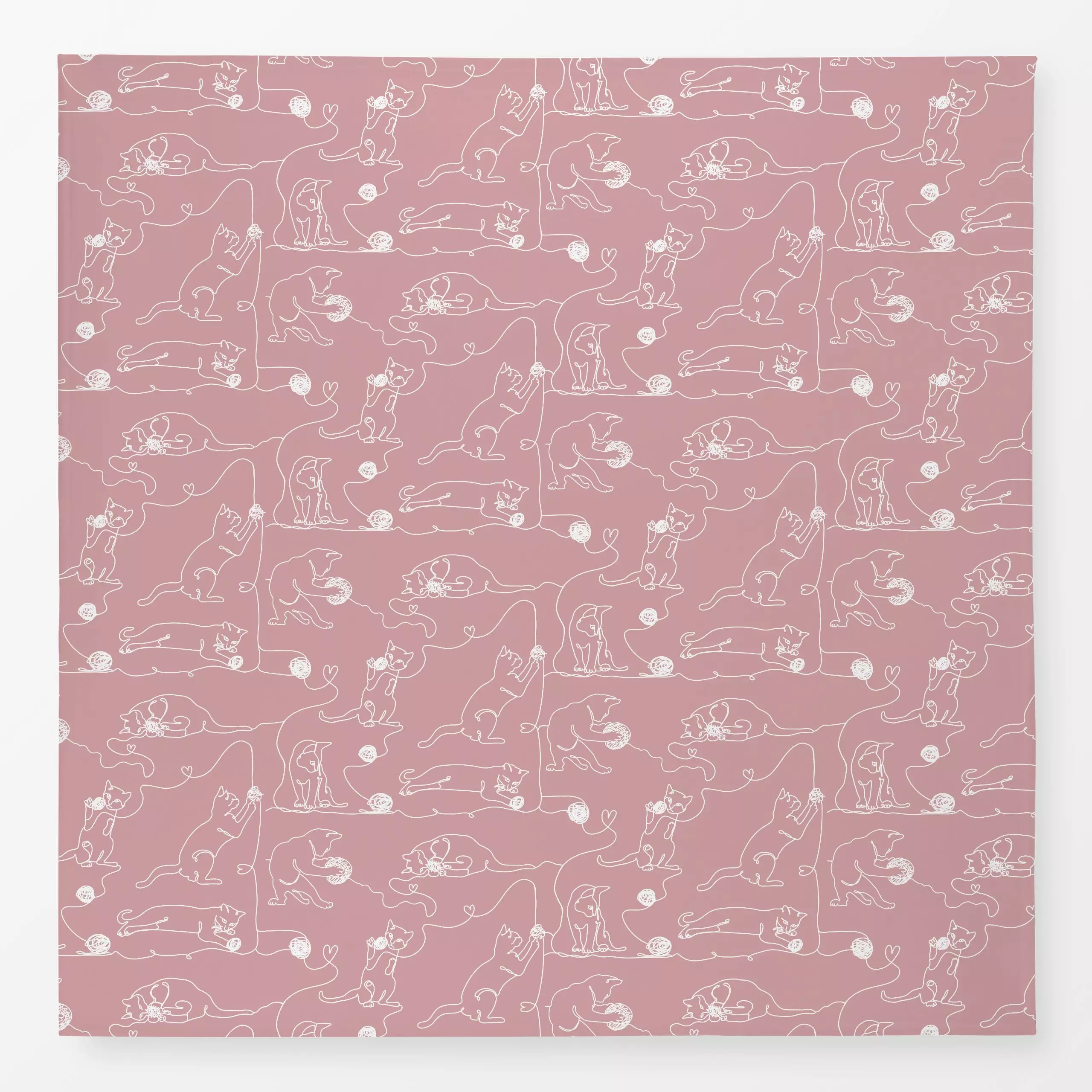 Tischdecke spielende Katzen - Tiere - von „Christiane Zielinski"; Linien, abstrakt, rosa, Katzen, Katze, Katzenliebhaber, li...