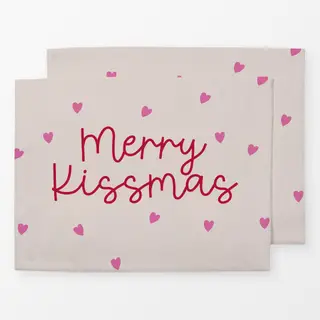 Tischset Merry Kissmas beige pink