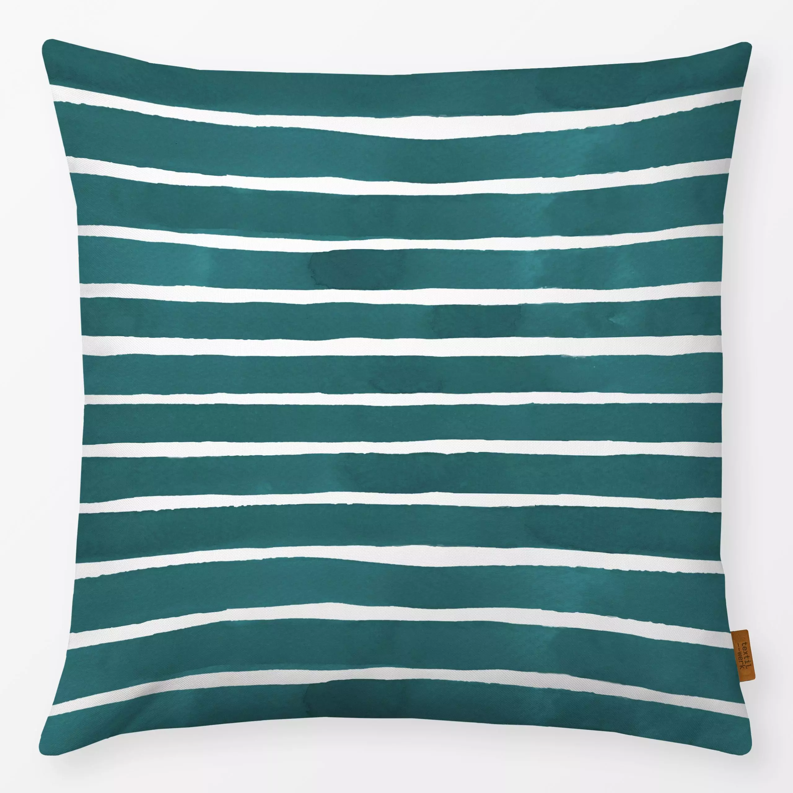 Kissen Aquarell Streifen Nordsee Grün - Symbole & Muster - von „Mareen Heinz"; abstrakt, Streifen, maritim, gestreift, Strei...