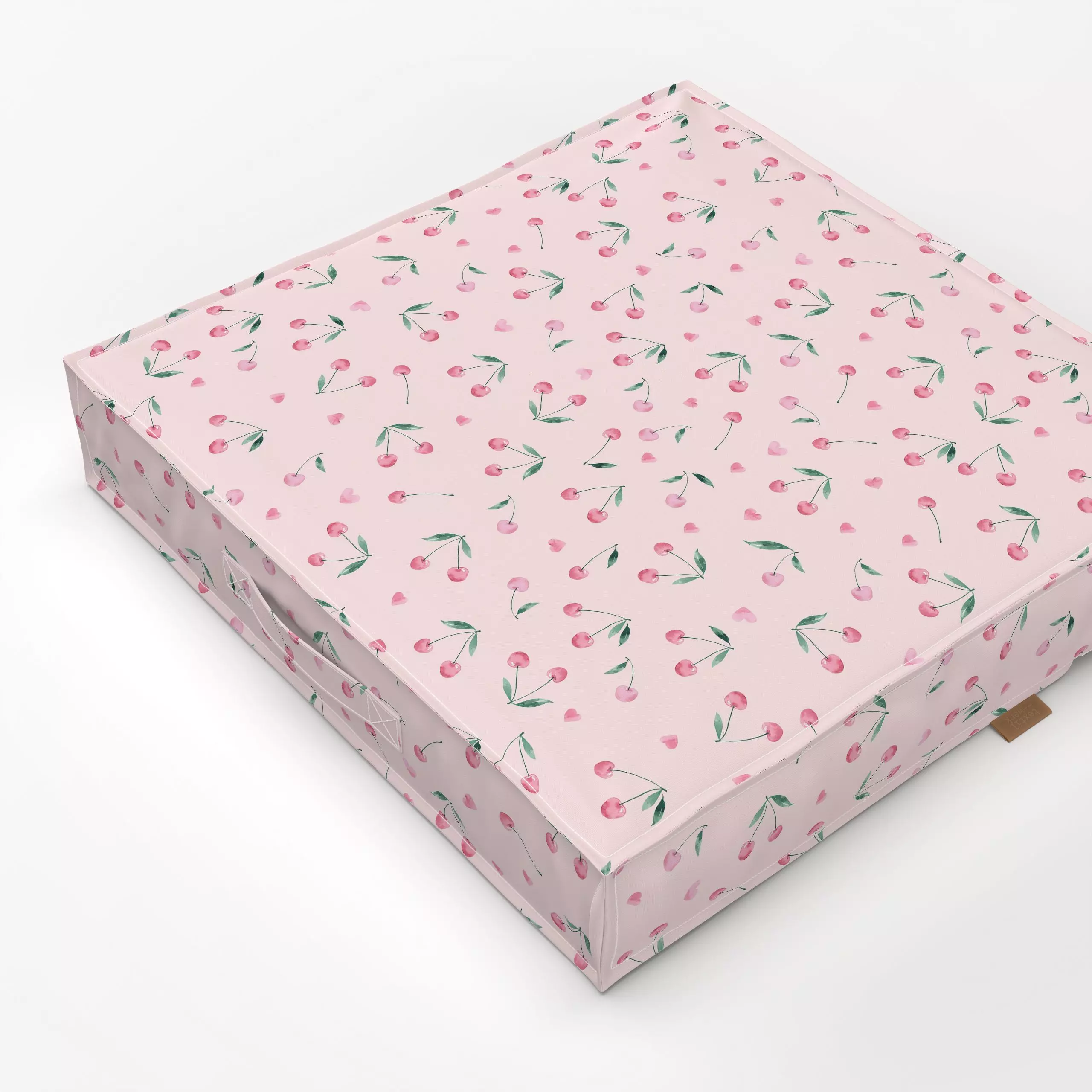 Bodenkissen Kirschen mit Herz rosa - Frühling, Liebe, Romantik & Pride, Früchte, Ostern - von „Katrin Graff"; Obst, Kirschen...