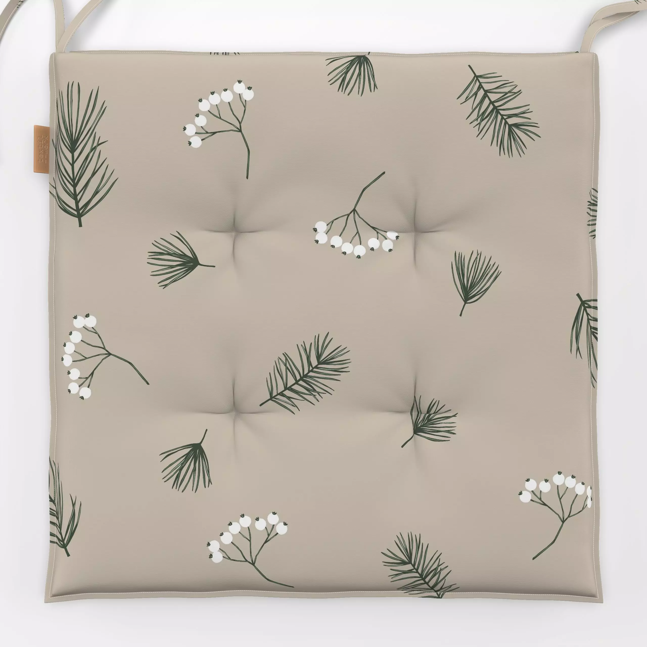 Sitzkissen Tannen und Beeren - Weihnachten, Winter, Pflanzen & Botanik - von „Studio Kesse"; Zweige, Beeren, Hygge, Tannenba...