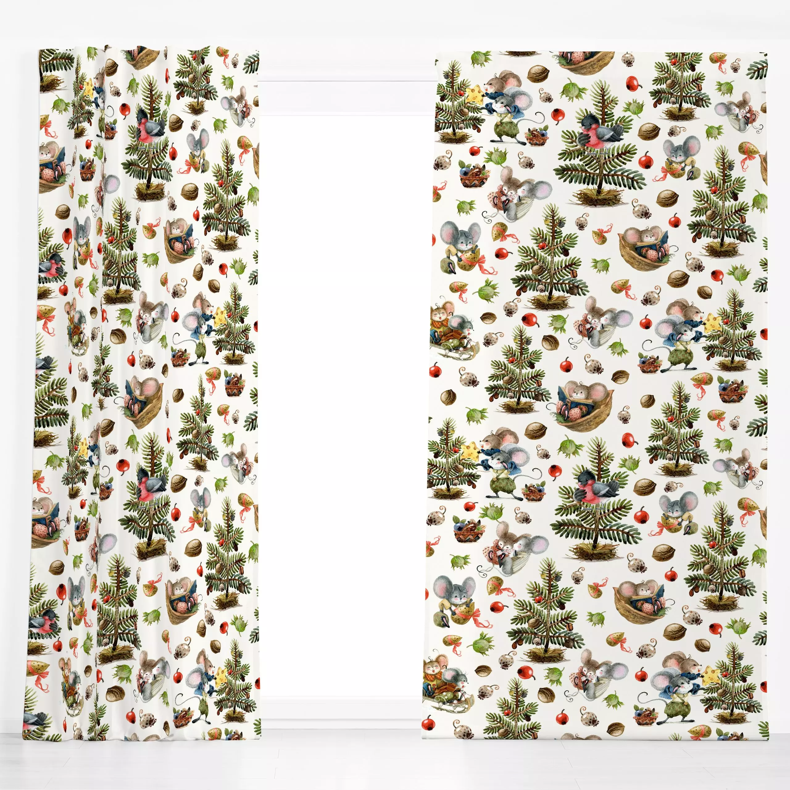 Dekovorhang Vintage Mäuse Weihnachten - Kinderzimmer & Motive für Kinder, Weihnachten, Winter - von „Uta Naumann"; Tiere, We...