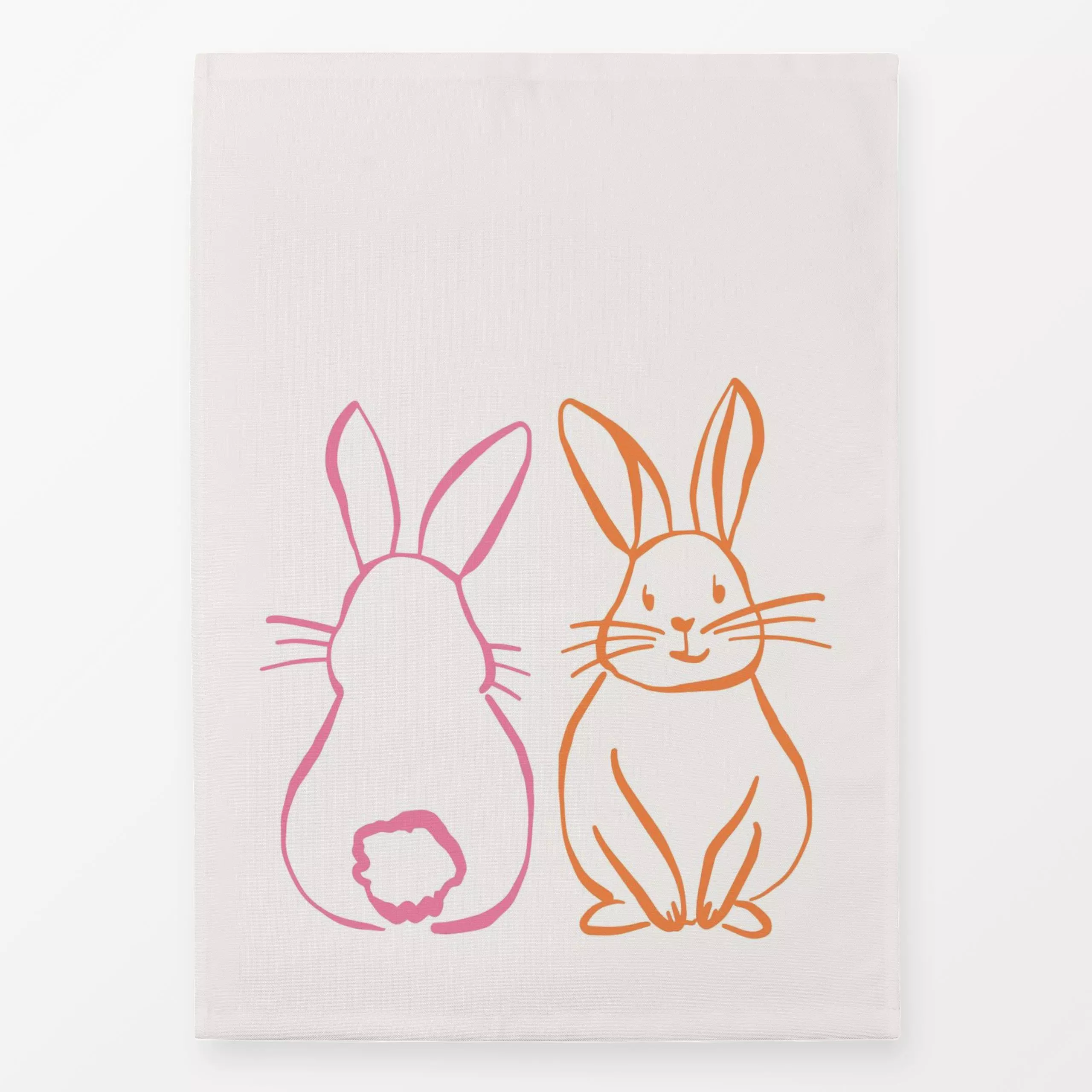 Geschirrtücher Happy Bunnys rosa - Frühling, Tiere, Anlässe, Ostern - von „Kruth Design"; Hase, Ostern, Osterhase, outdoor, ...