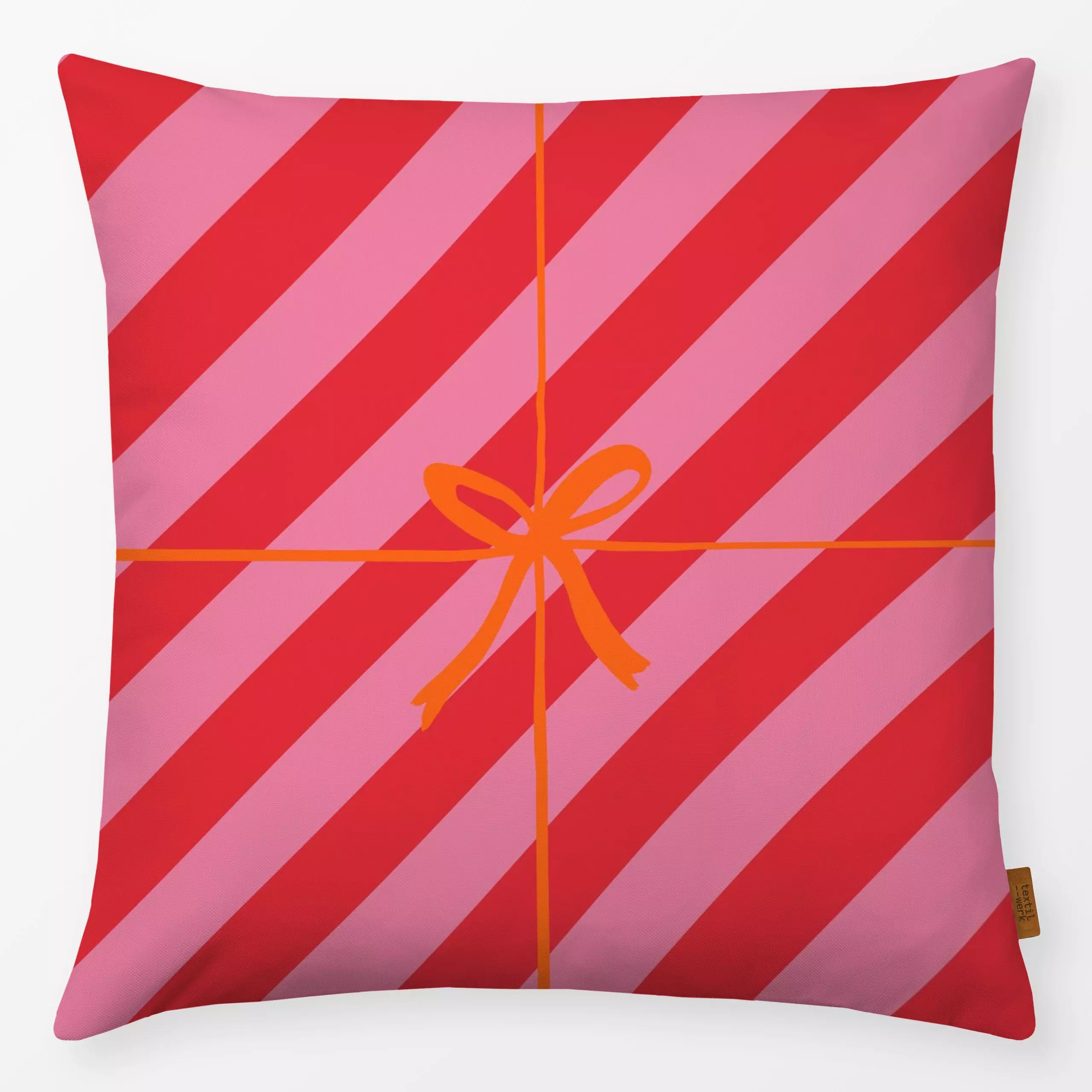 Kissen Geschenk Pink Rot - Weihnachten, Anlässe - von „Kruth Design"; Streifen, Weihnachten, bunt, Geschenk, Weihnachtsdeko,...