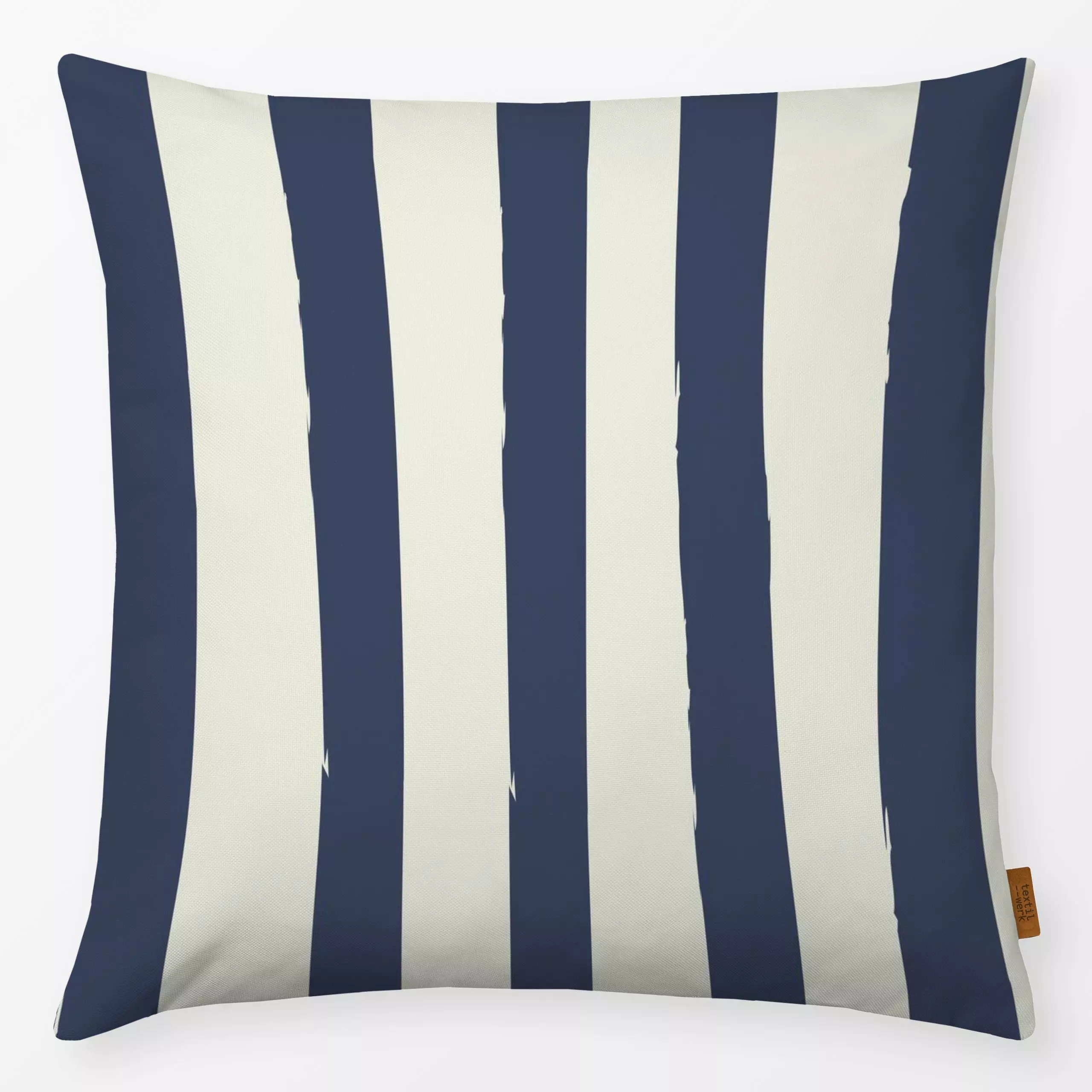 Kissen Messy Streifen Weiss Blau - Symbole & Muster - von „DEINKI Studio"; Streifen, maritim, hellblau, gestreift, Streifenm...