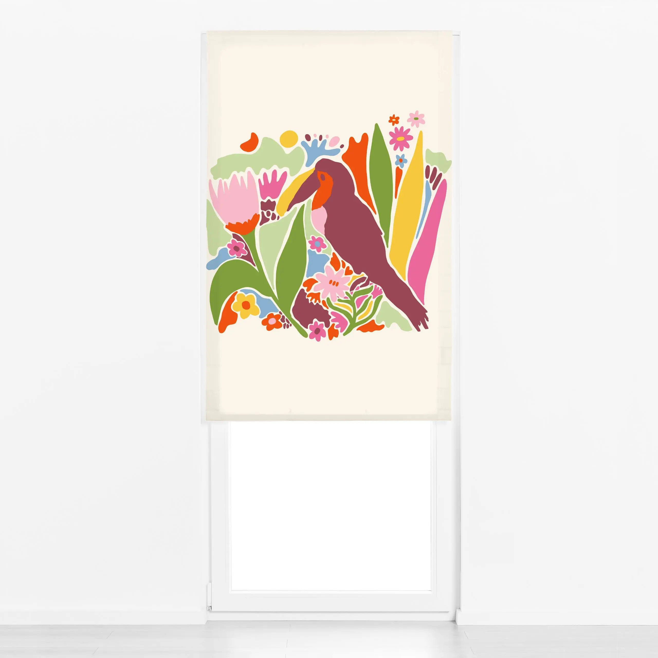 Raffrollo Tukan bunt - Blumen & Florales, Sommer, Tiere - von „Patries Elisabeth"; Tukan/ Tucan, Wildtiere, tropisch, tropic...