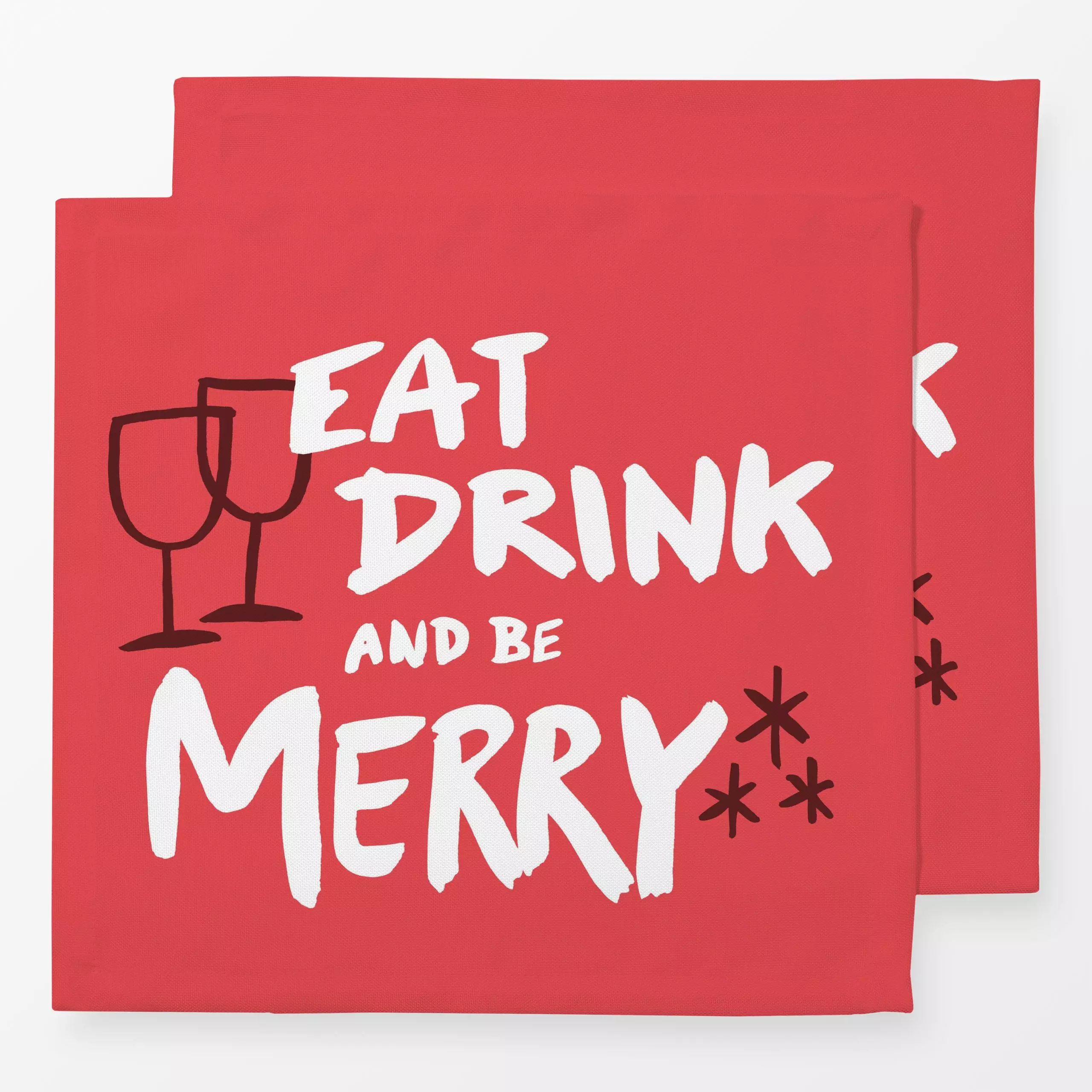 Servietten Eat drink be merry rot - Sprüche & Schriftzüge, Weihnachten, Küche, Essen & Trinken - von „Janna Schipper"; Wein,...