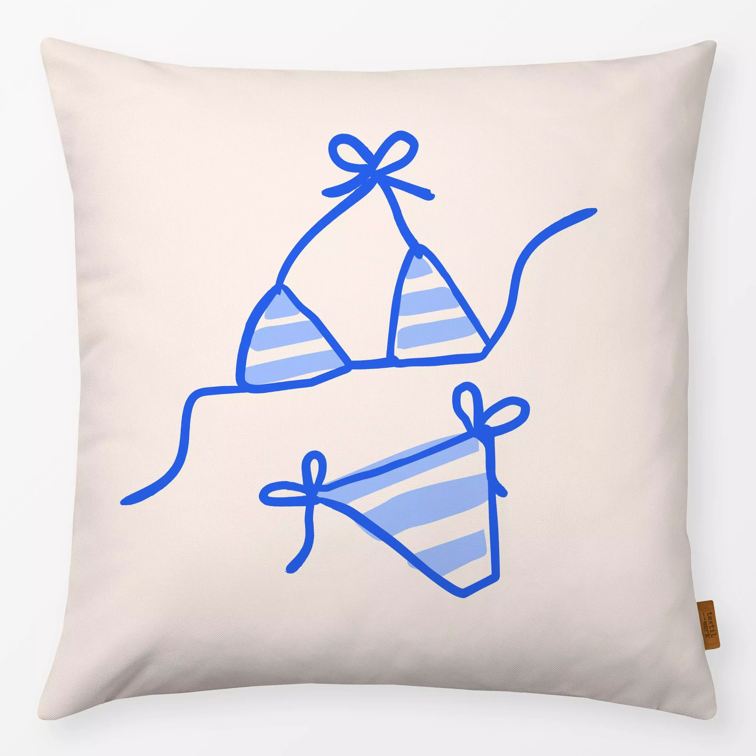 Kissen Bikini Streifen - Sommer, Sport - von „Maren Gross "; Urlaub, maritim, beachvibes, Badeanzug, summertime, bikini, hel...