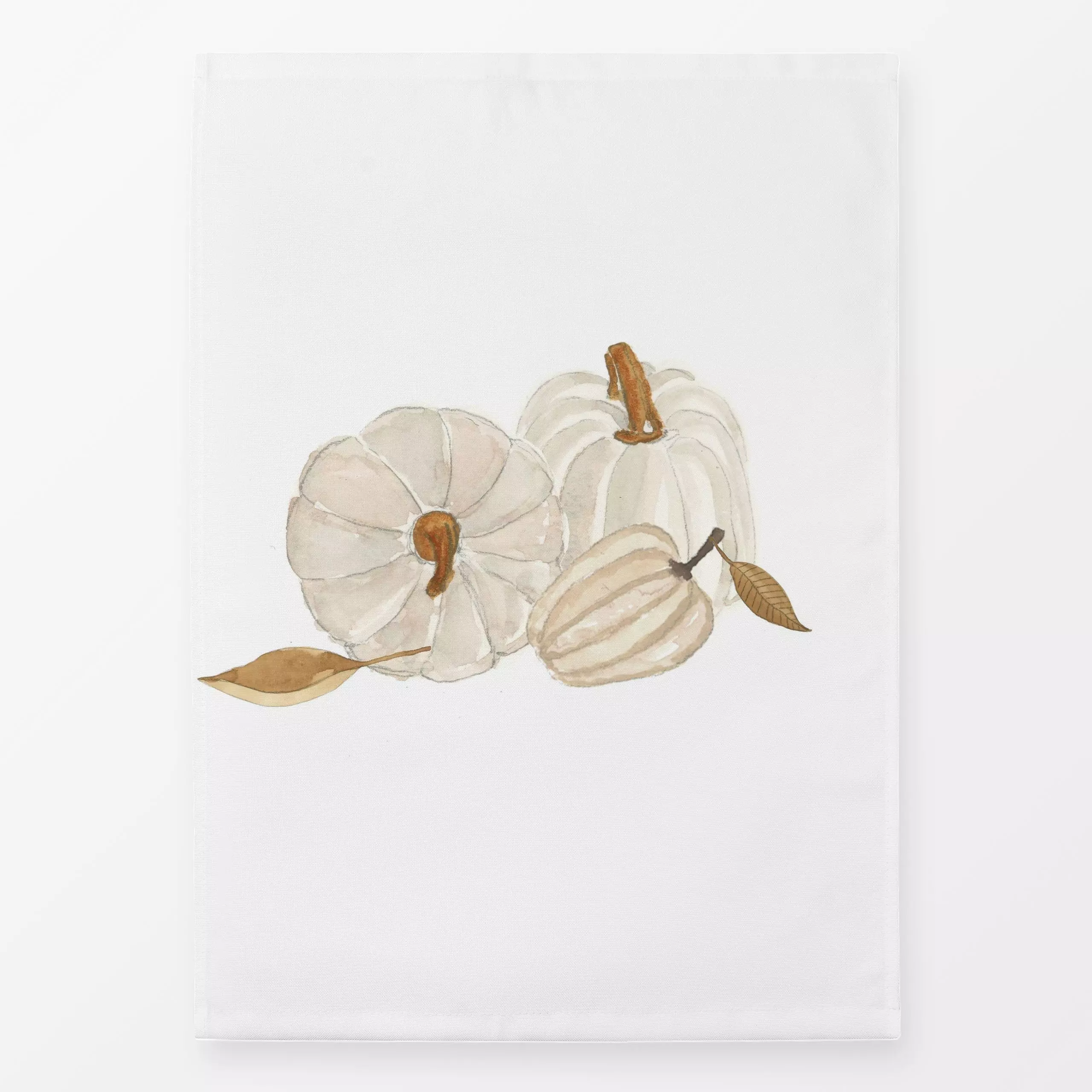 Geschirrtücher Weiße Kürbisse - Herbst - von „Lena Yokota"; Wasserfarben, Aquarell, Natur, Illustration, Herbst, Herbstdeko,...