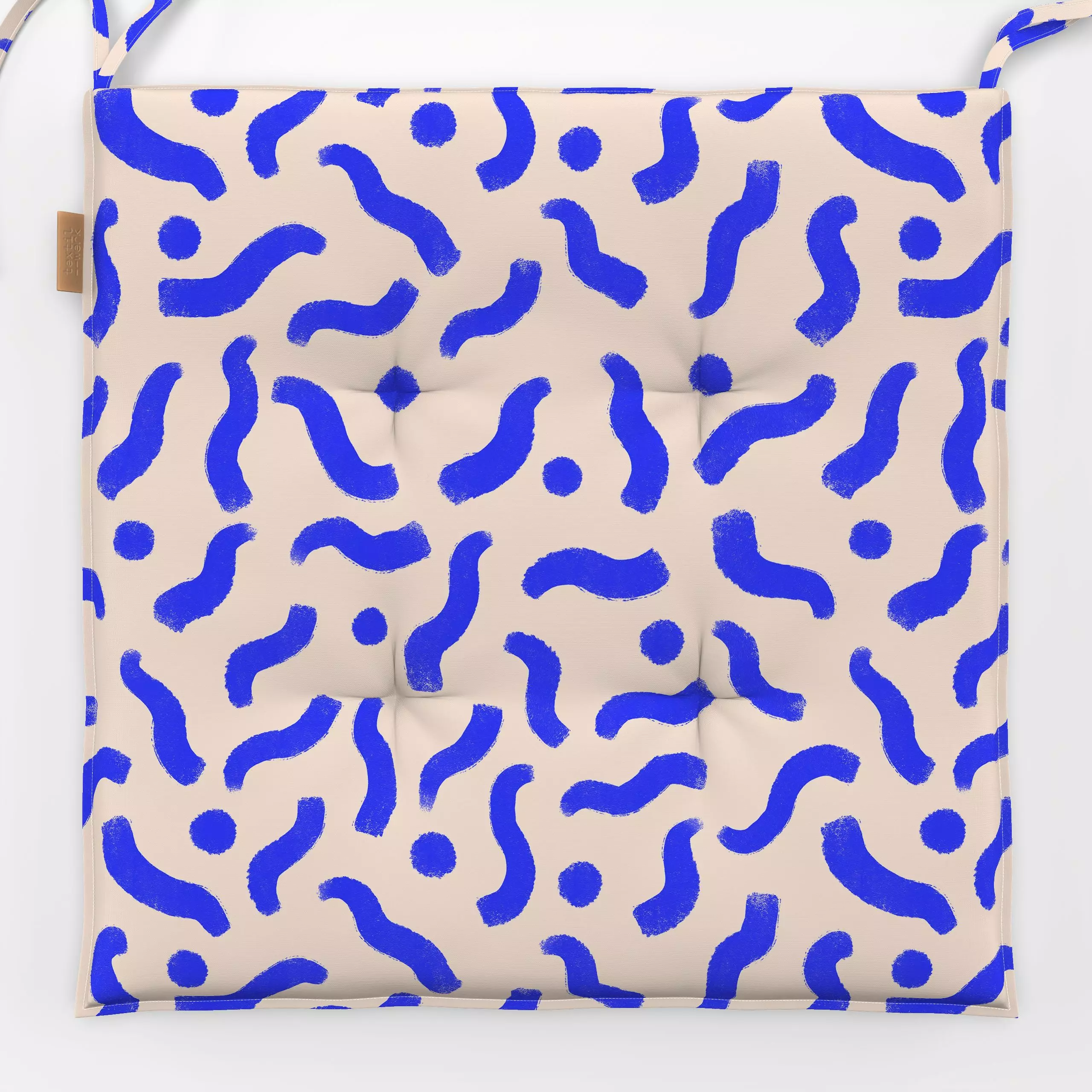 Sitzkissen Wellen Blau - Sommer, Symbole & Muster - von „Maren Gross "; Muster, linie, abstrakt, Punkte, Pinselstrich, Wasse...