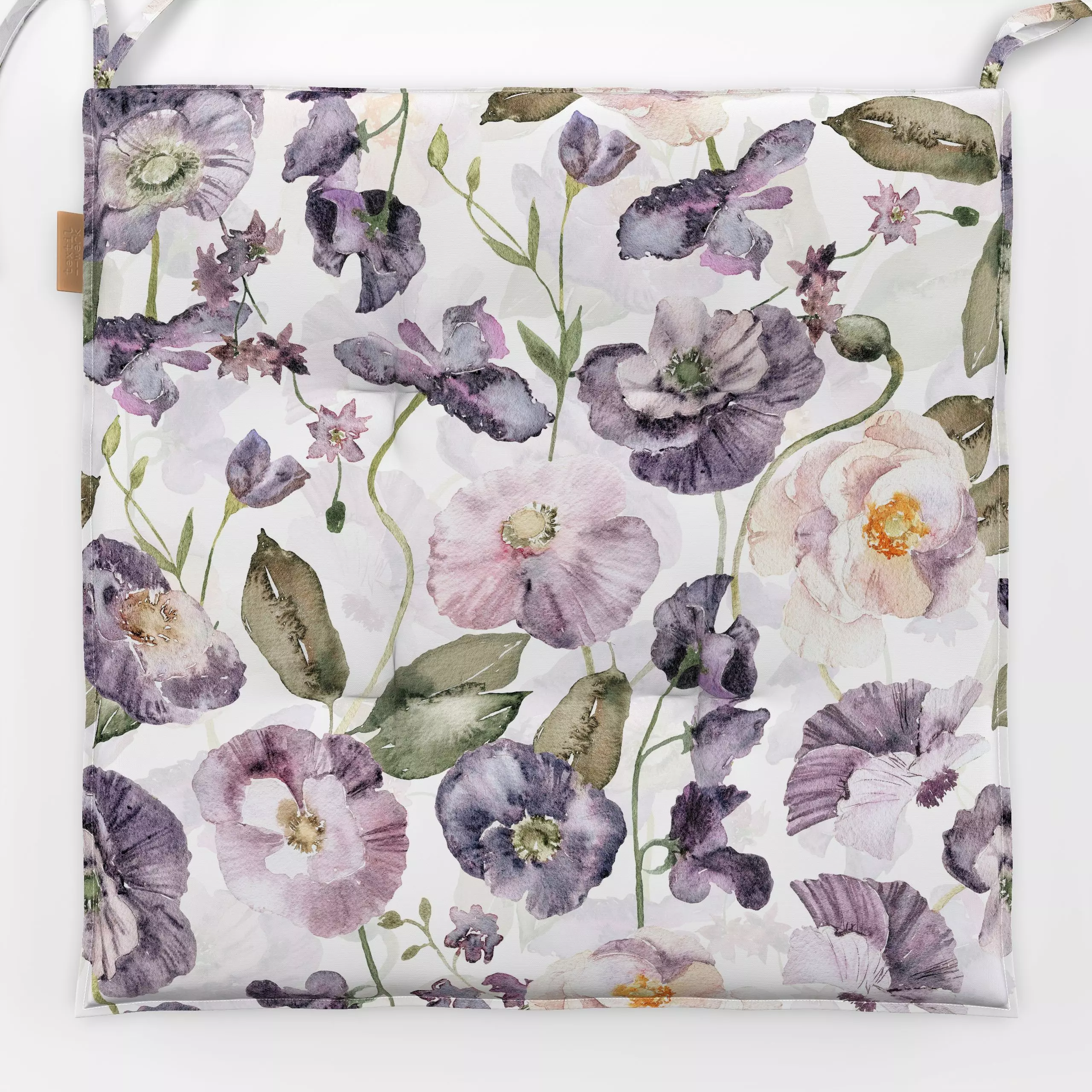 Sitzkissen Lila Mohnblüten Wiese - Blumen & Florales, Sommer - von „Uta Naumann"; boho, skandinavisch, Blumen, Garten, Mohn,...