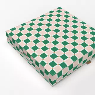 Bodenkissen Chessboard Crossed Green