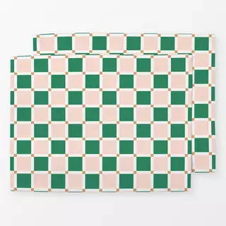 Tischset Chessboard Crossed Green