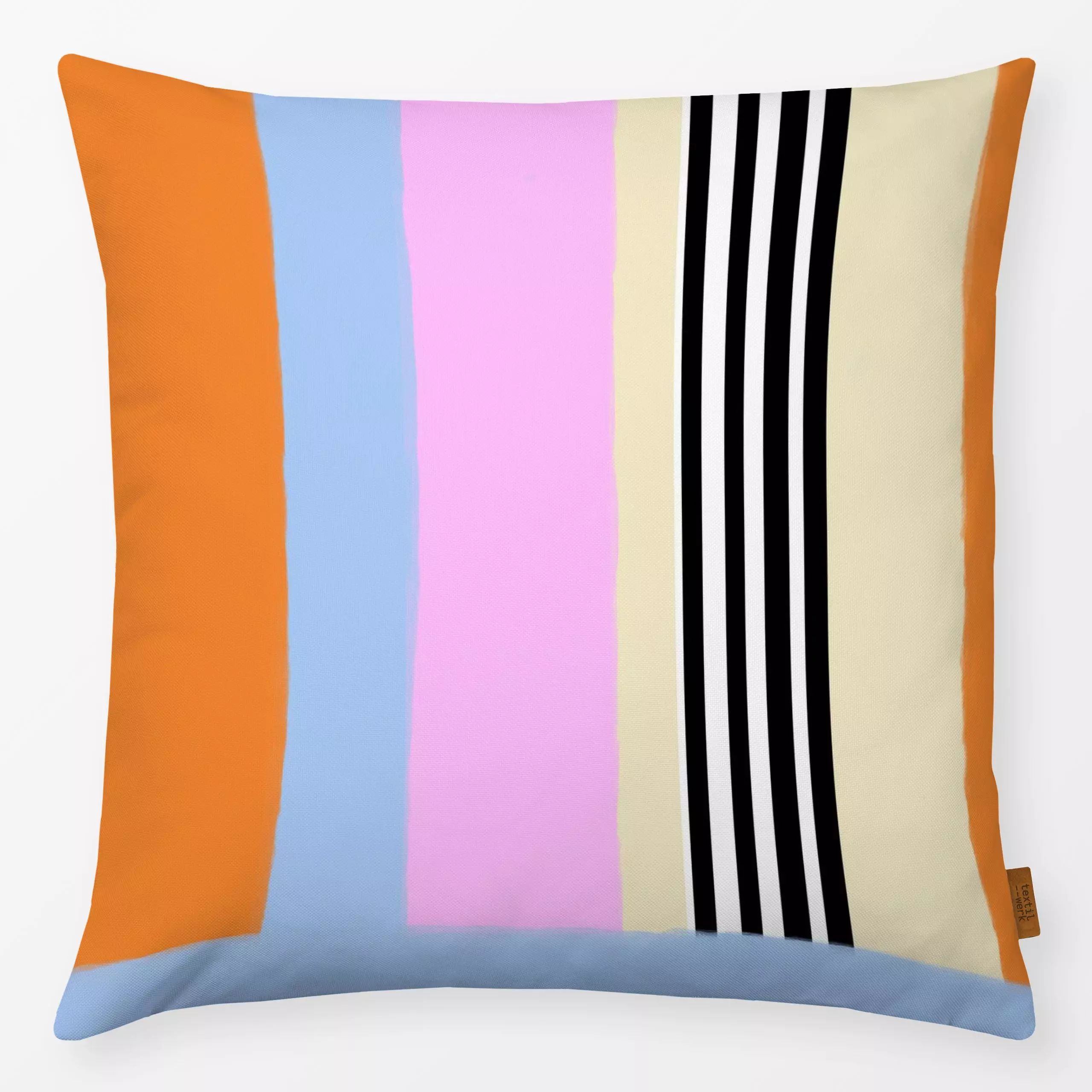 Kissen Stripes bunt color soft - Symbole & Muster - von „Ute Arnold"; Muster, Streifen, rosa, Orange, bunt, stripes, gestrei...