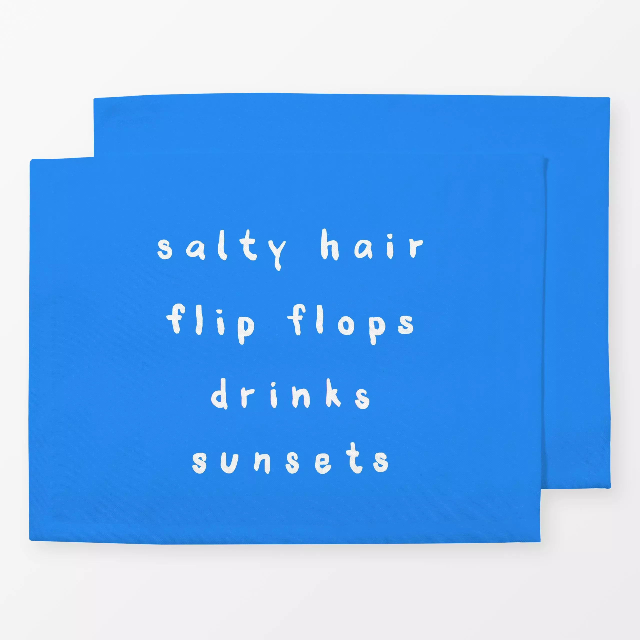Tischset Summer Vibes Weiß Auf Azurblau, Spruch, Sommer, von Alisa Knöß