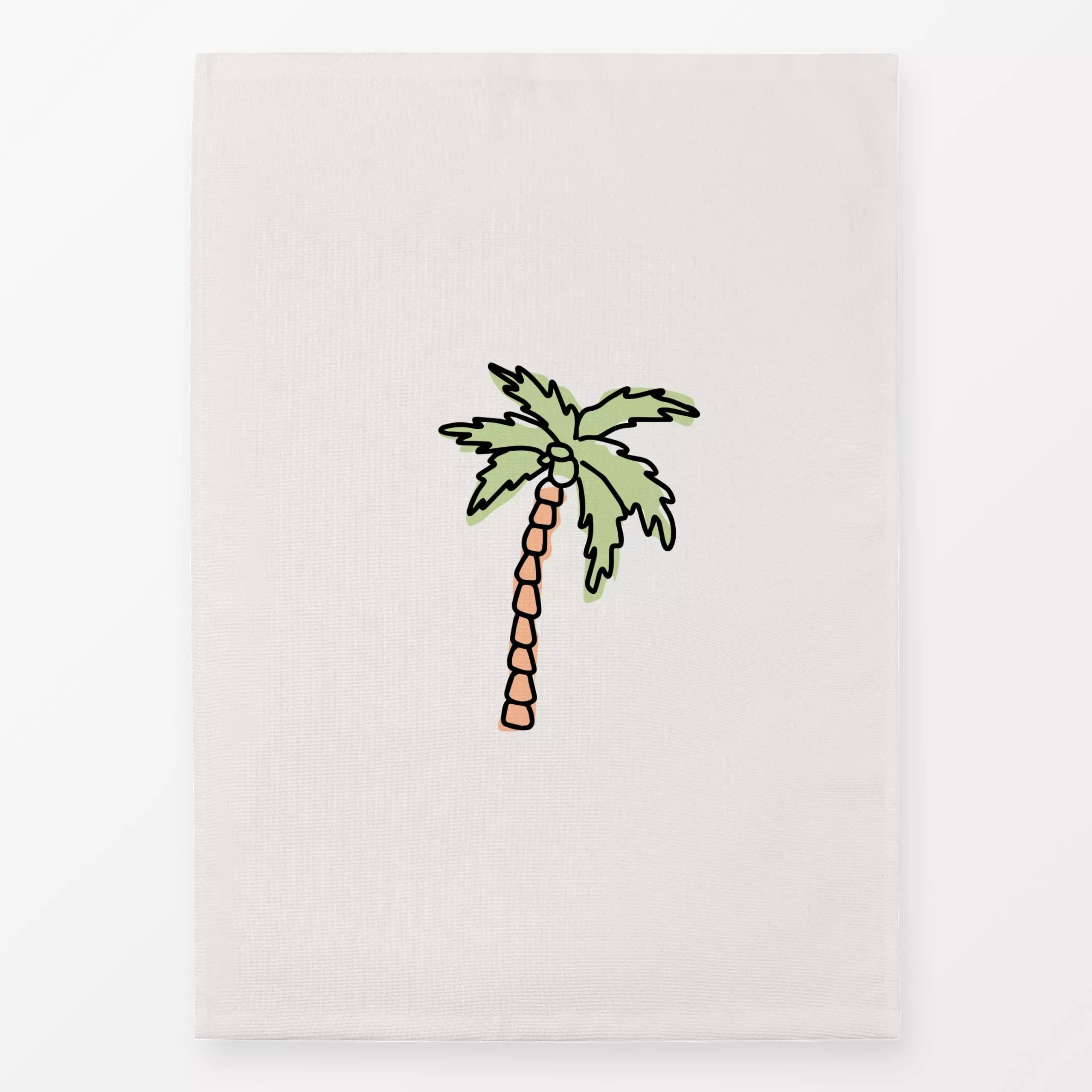 Geschirrtücher Palme Grün Orange - Sommer - von „textilwerk"; Zeichnung, Palmen, Sommer, summer, minimalistisch, schlicht, B...
