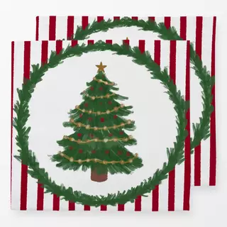 Servietten Weihnachtsbaum Streifen