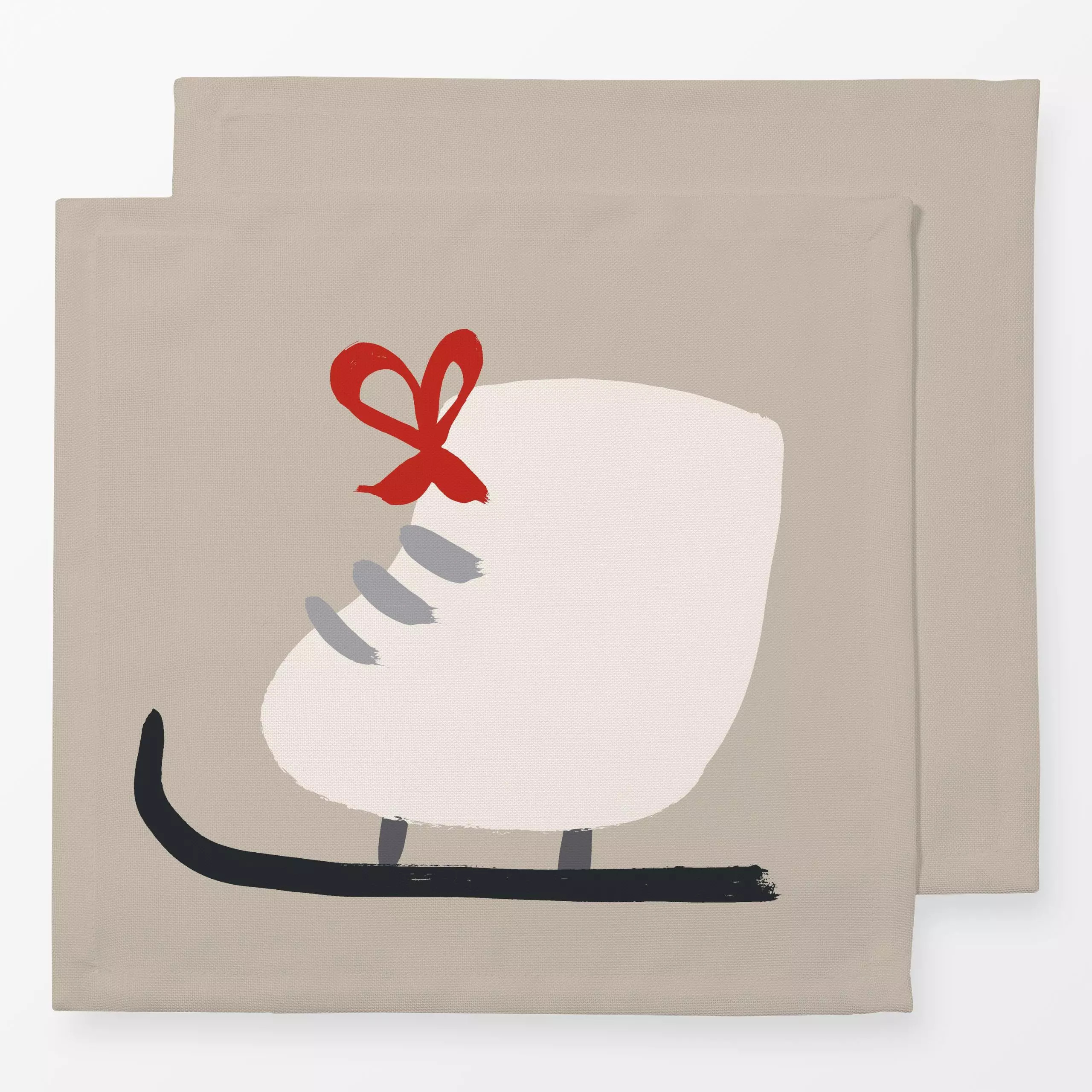 Servietten Schlittschuh - Sport, Weihnachten, Winter - von „Julia Schumacher"; grau, anthrazit, Retro, Schlittschuh, niedlic...