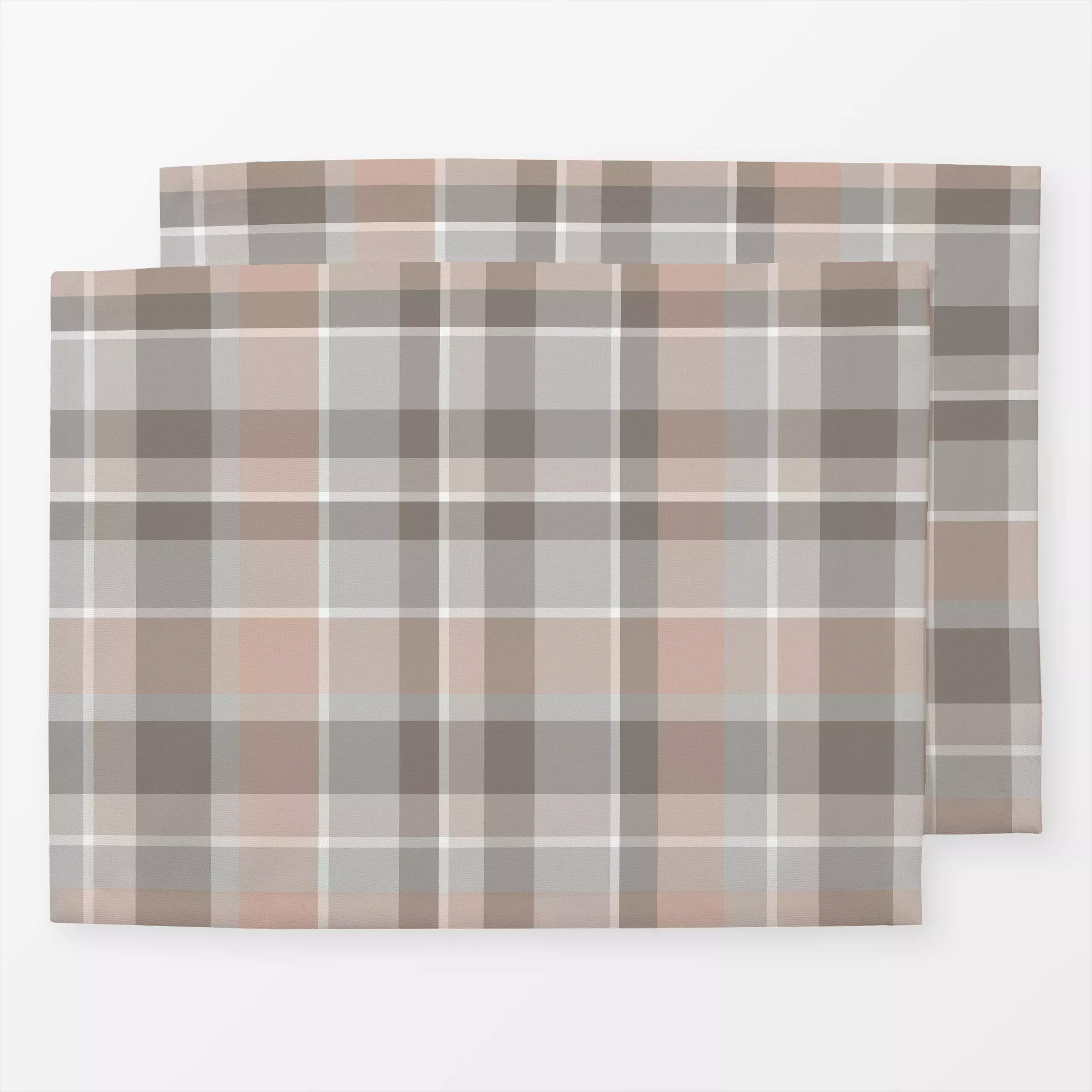Tischset Cozy Cottage Checks nude - Winter, Symbole & Muster - von „Karen Menzenbach"; abstrakt, rosa, beige, grafisch, Wint...