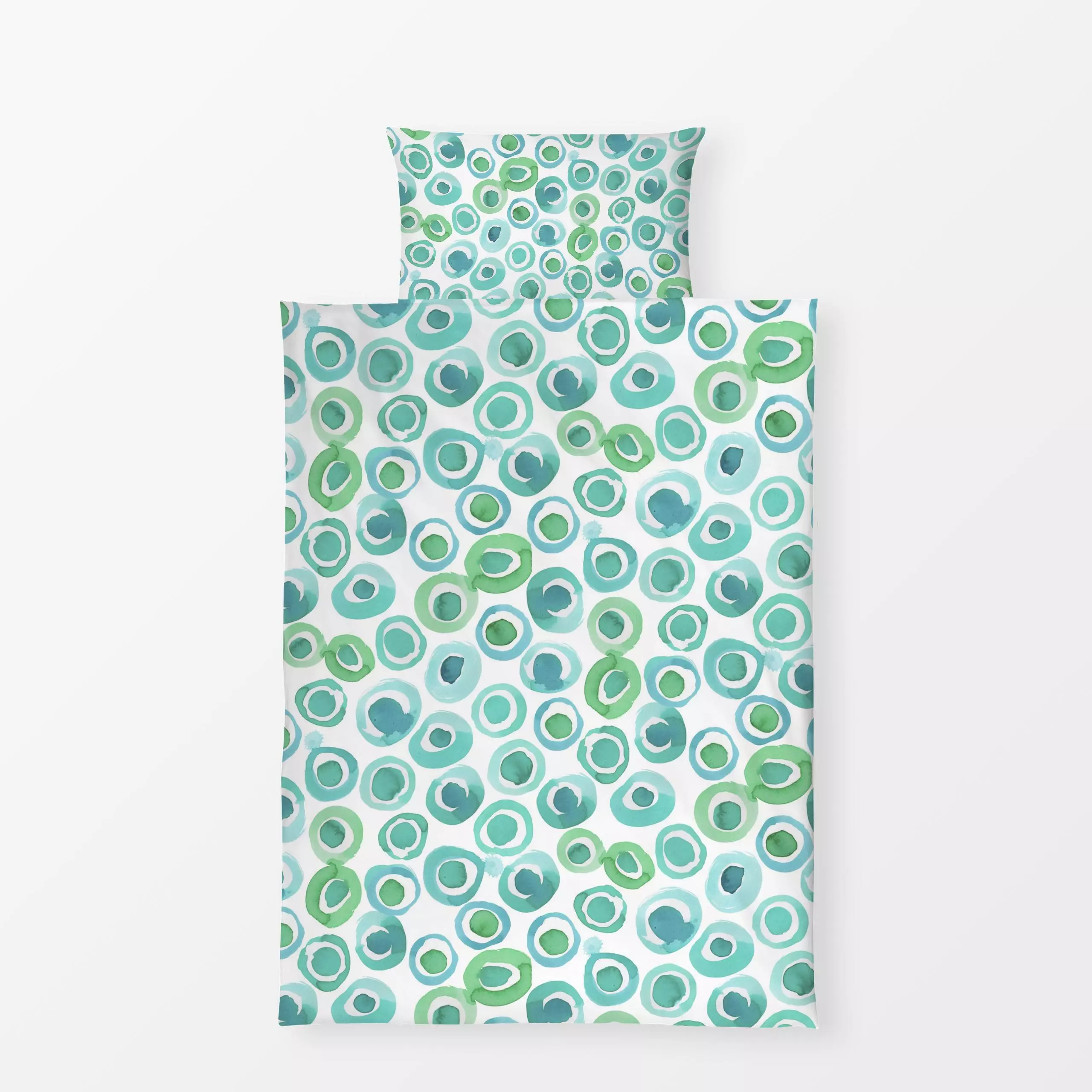 Bettwäsche Watercolor Dots - Symbole & Muster - von „Danii Pollehn"; Aquarell, Punkte, Dots, gepunktet, grun, turkis