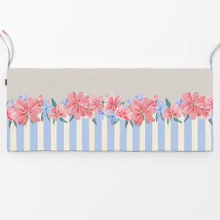 Bankauflage Blumenborte blau beige