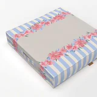 Bodenkissen Blumenborte blau beige