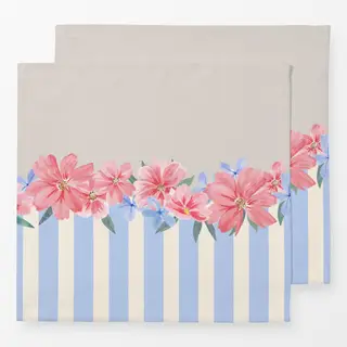 Servietten Blumenborte blau beige