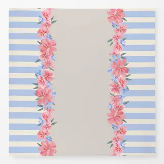 Tischdecke Blumenborte blau beige