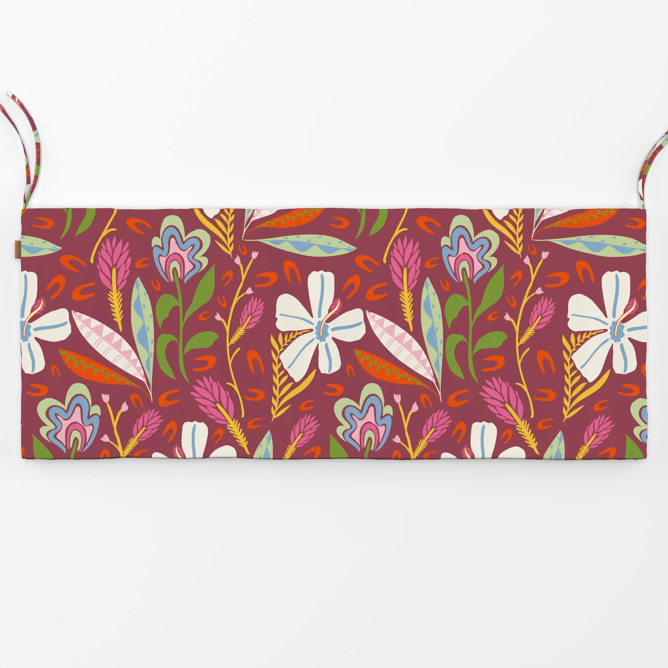 Bankauflage Tropische Blüten bordeaux - Blumen & Florales, Sommer, Symbole & Muster - von „Patries Elisabeth"; Blüten, Wildb...