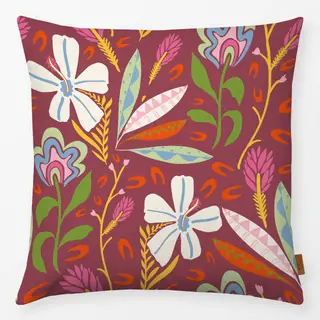 Kissen Tropische Blüten bordeaux