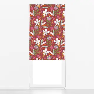 Raffrollo Tropische Blüten bordeaux