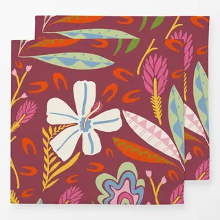 Servietten Tropische Blüten bordeaux