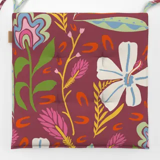 Sitzkissen Tropische Blüten bordeaux