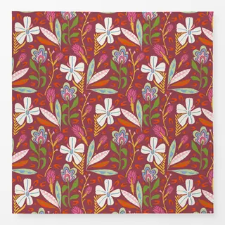 Tischdecke Tropische Blüten bordeaux