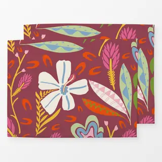 Tischset Tropische Blüten bordeaux
