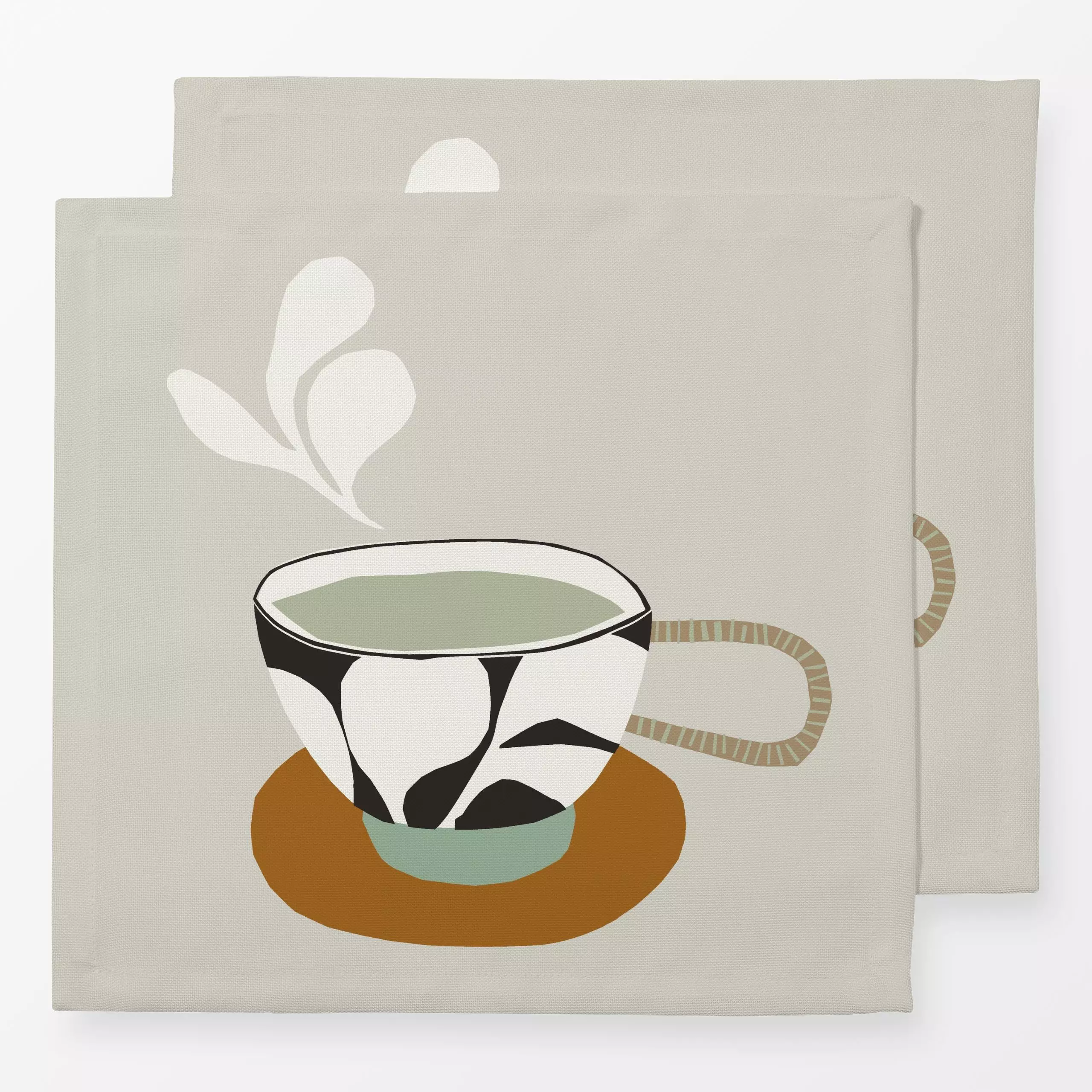 Servietten Tasse Tee - Herbst, Küche, Essen & Trinken - von „Julia Schumacher"; Wald, Scherenschnitt, ocker, Tee, Teetasse, ...