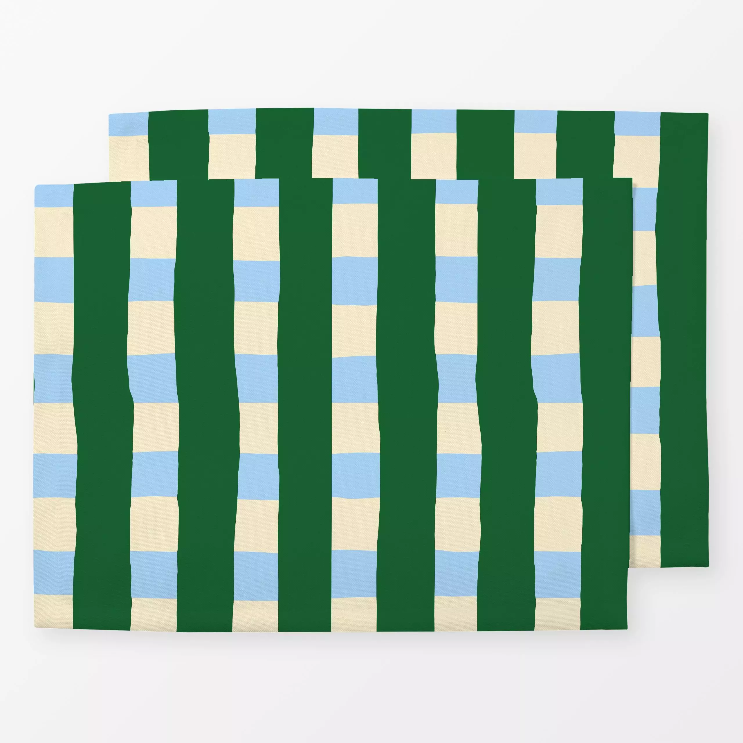 Tischset Karo Streifen Liebe NO1 - Symbole & Muster - von „Ursula Tücks"; Streifen, modern, blau, trend, Karo, hellblau, gru...