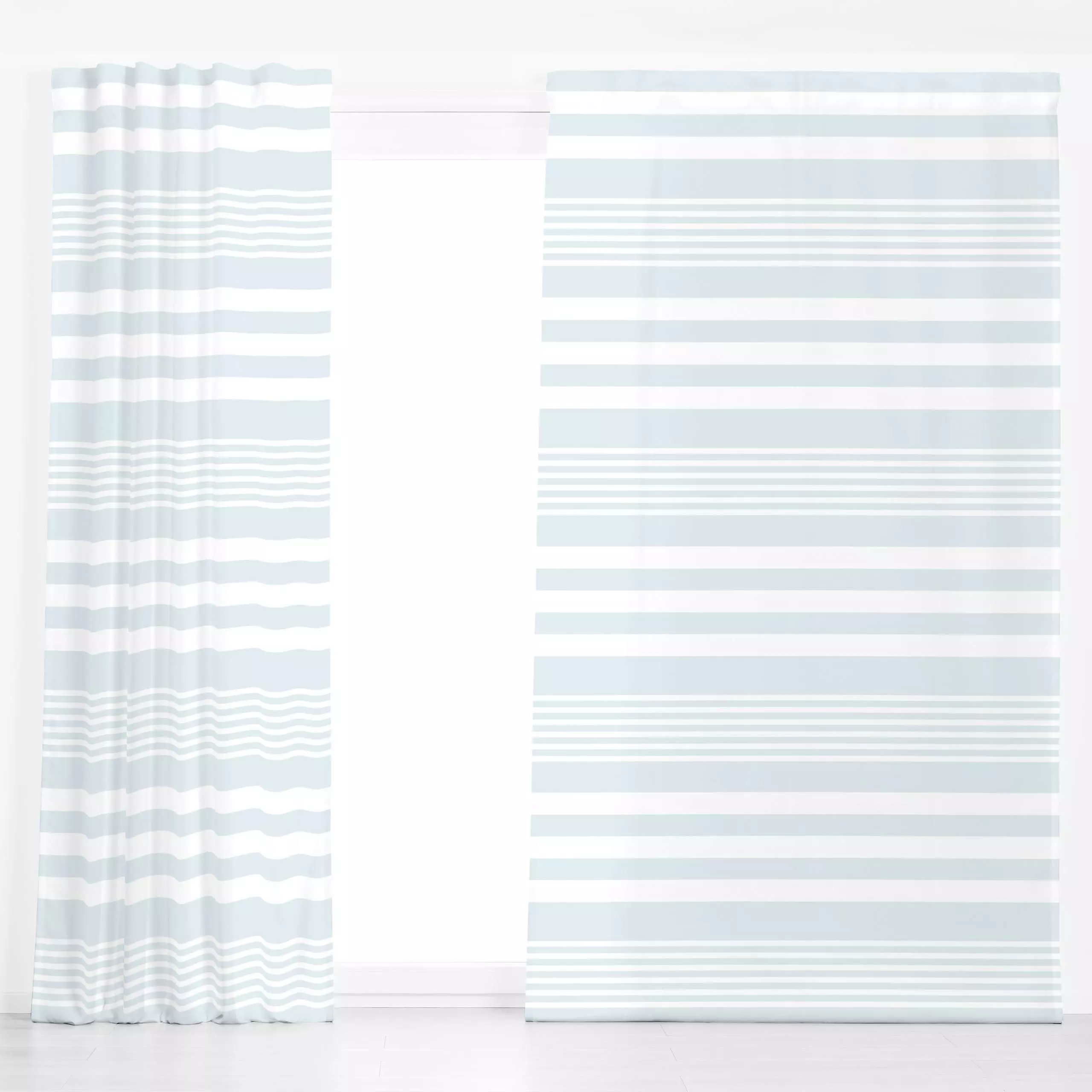 Dekovorhang Streifen hellblau - Symbole & Muster - von „Katrin Graff"; minimal, linie, Kinder, Linien, Streifen, skandinavis...