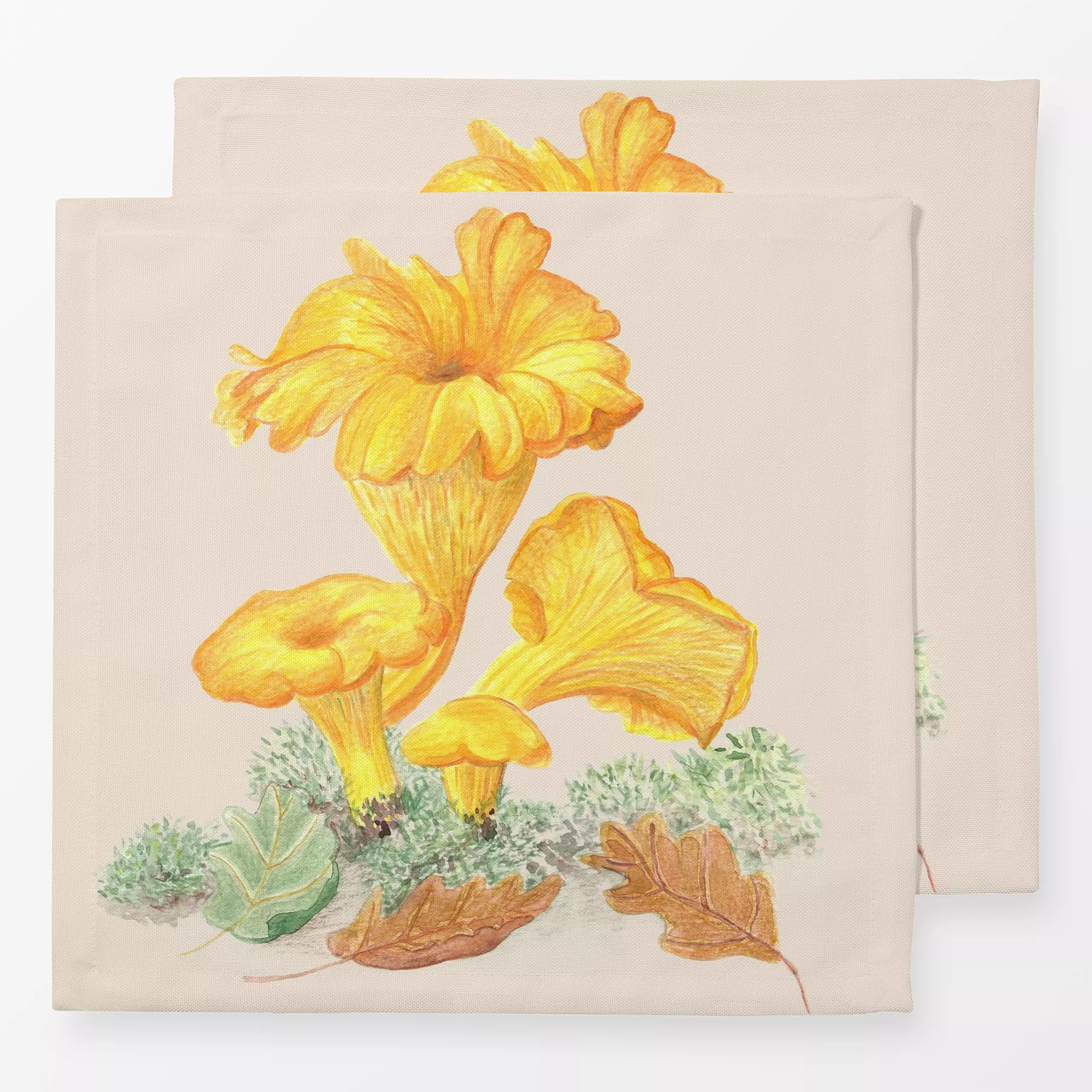 Servietten Pfifferling Pilz Gelb - Herbst, Küche, Essen & Trinken, Gemüse - von „Mareen Heinz"; Illustration, Wald, Herbst, ...