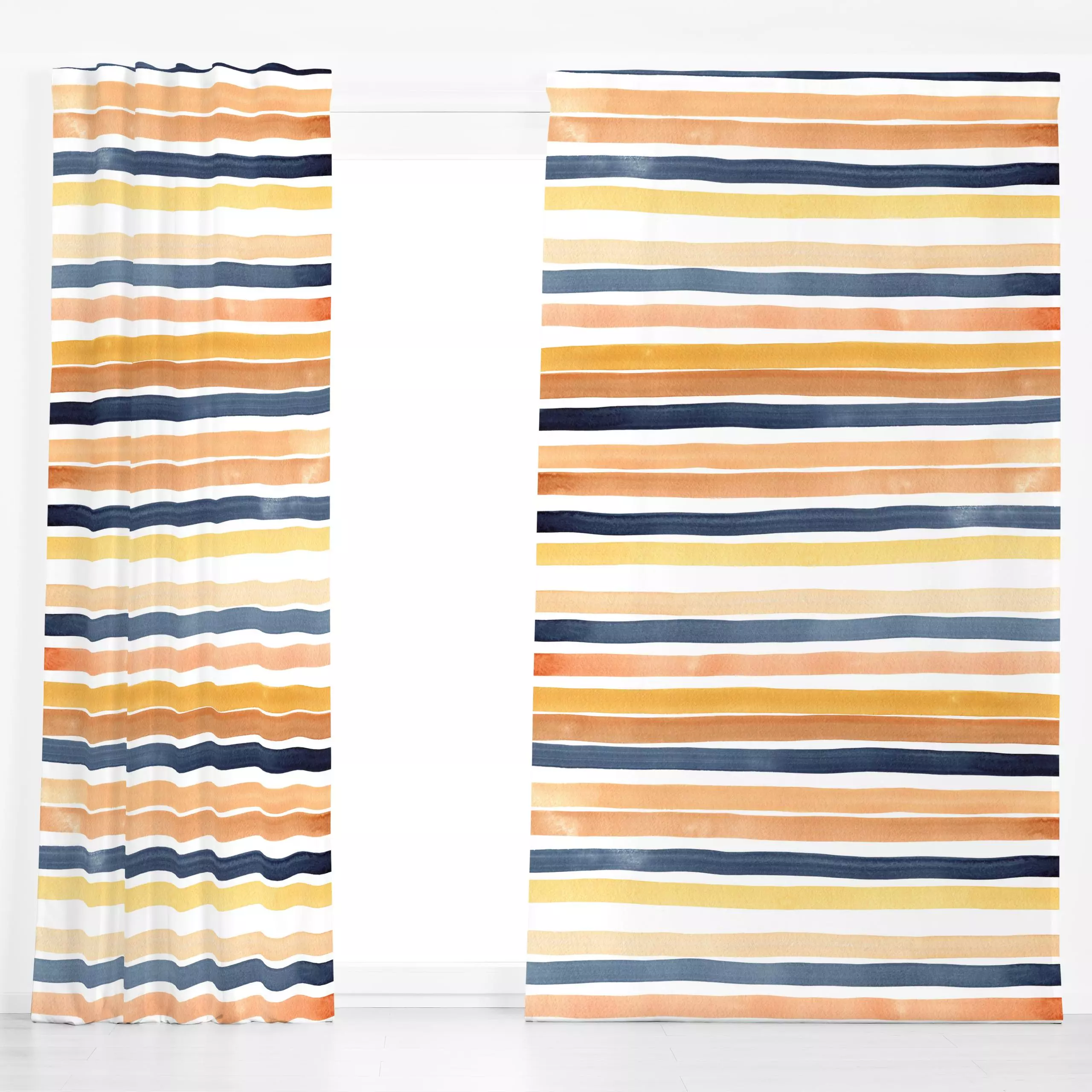 Dekovorhang Summer Stripes - Sommer, Symbole & Muster - von „Sophie Reusche"; Muster, Wasserfarben, Aquarell, linie, Pinsel,...