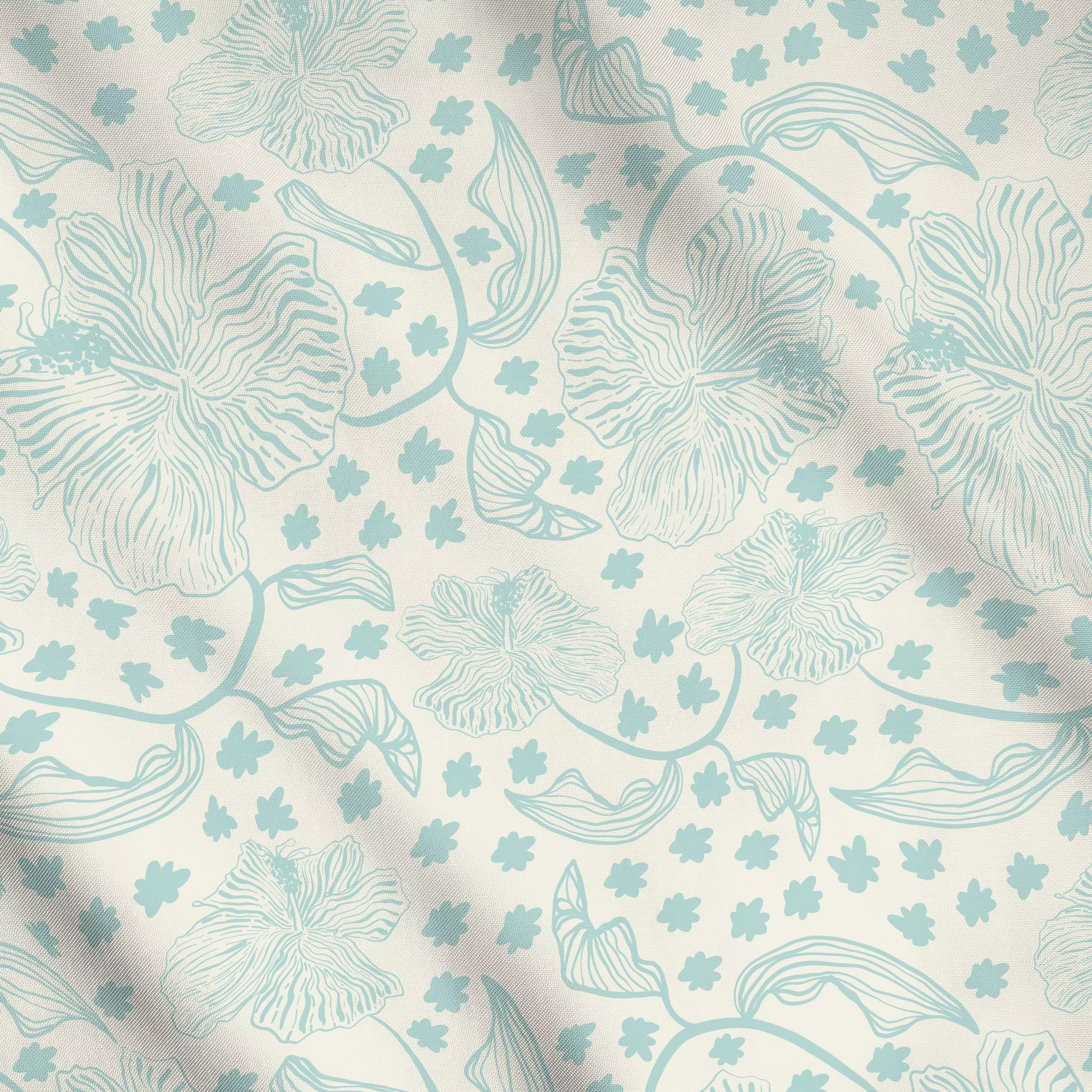 Meterware Summer Blossom Türkis, Blumen, gemustert, von Patries Elisabeth