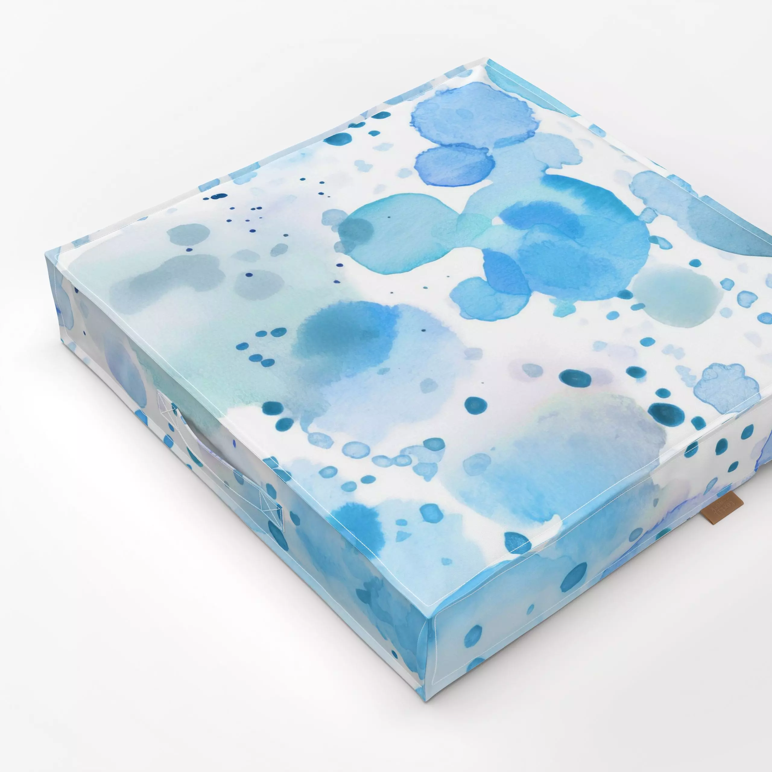 Bodenkissen Blue Color Blots - Symbole & Muster - von „Andrea Haase"; Wasserfarben, hellblau, Klecks, Kunst, pastellfarbig, ...